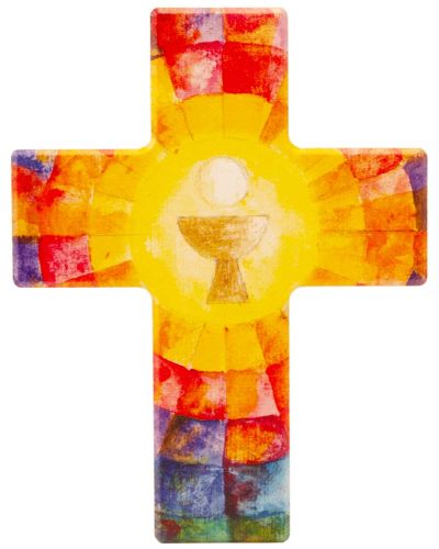 Kommunionkreuz 9 x 7 cm Buchenholz "Eucharistie"