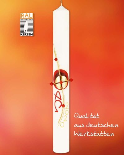 Osterkerze 1000 x 80 mm Ostersonne mit Kreuzmotiv