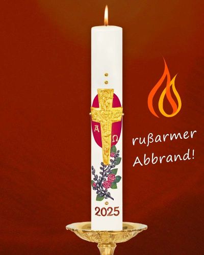 Osterkerze 600 x 80 mm Kreuz & Rosen PREISTIPP!