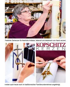 Osterkerze 600 x 80 mm Lebensbaum mit Kreuz