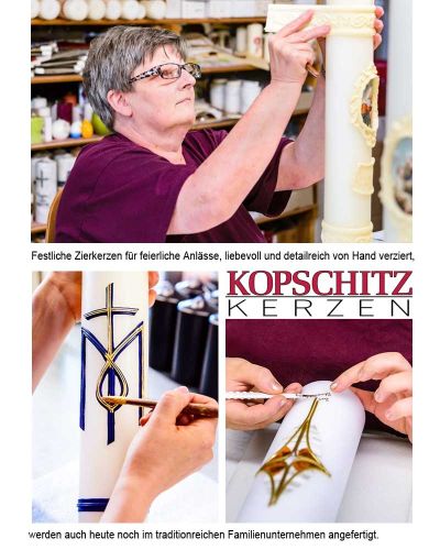 Osterkerze 800 x 80 mm modern, Kreuz mit Nägeln