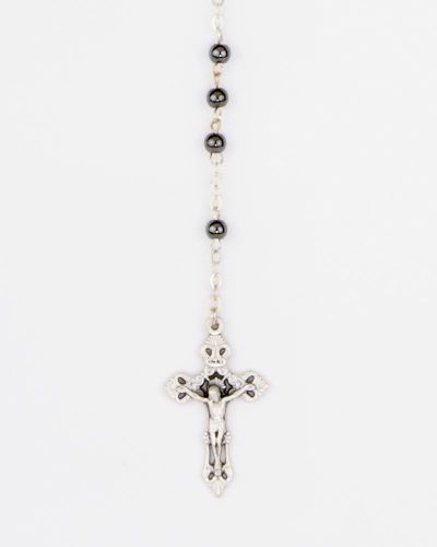 Rosenkranz Hämatit 4 mm Ø gekettelt echt Silber 925