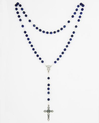 Rosenkranz Sterling Silber 925 Lapislazuli Perlen 6 mm Ø