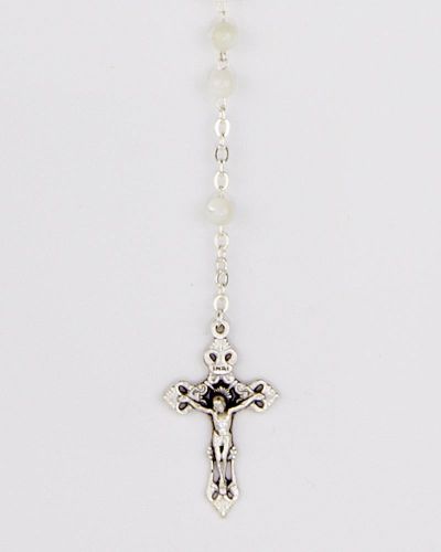 Rosenkranz aus imitierten Wasserperlen Kreuz 4 cm