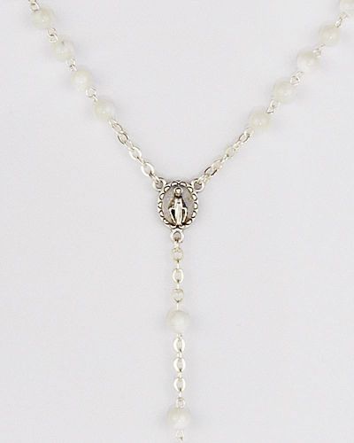 Kommunionrosenkranz versilbert Perle 3 mm Ø Perlmutt