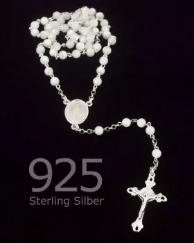 Rosenkranz Kommunion echt Silber Perlmutt 4 mm