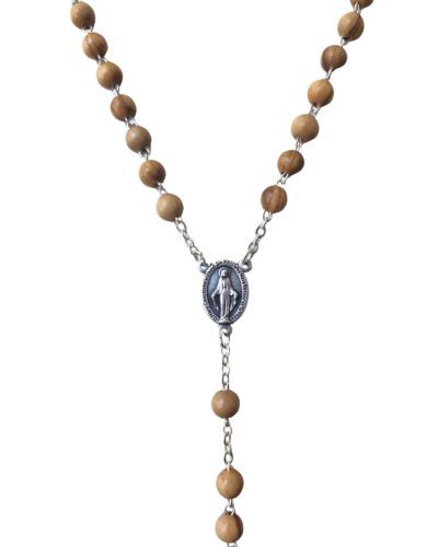 Preview: Rosenkranz Olivenholz Perlen Kreuz 4 cm
