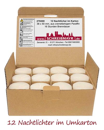 Preview: 12 Kerzen in der Box 3,8 Ø x 5 cm hoch