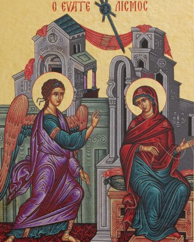 Preview: Ikone Maria Verkündigung 10,5x13 cm auf Holzträger