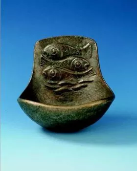 Weihwasser-Wandkessel Bronze, "Fische"