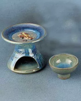 Weihrauchschale 12,5 cm Keramik lagunenblau