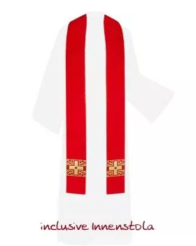Nikolaus - Kasel rot mit Gabelkreuz Bortenbesatz