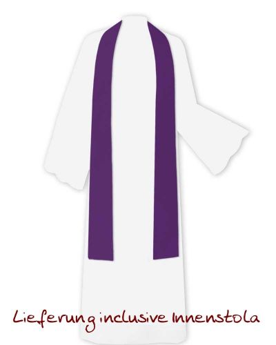 Kasel mit Kragen & Stola violett mit Kreuzbordüre