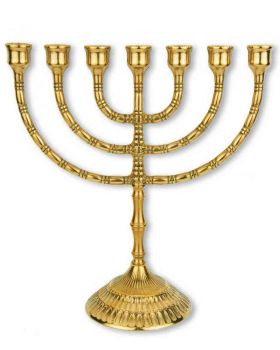 Ebraico 7 Armiger Kerzenleuchter 100% Messing Kandelaber Jüdische Menora 22cm 