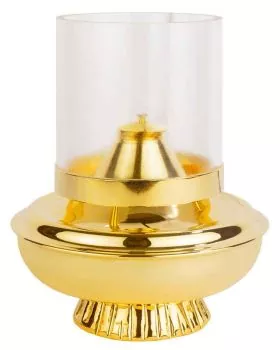 Ewiglicht - Öllampe vergoldet Plexizylinder transpart