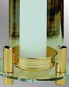 Windlicht Messing poliert mit Glaszylinder 20 cm