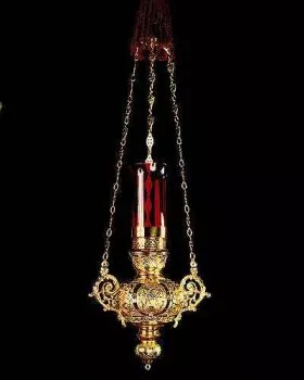 Ewiglichtampel vergoldet 25 cm Ø reiche Ornamentik