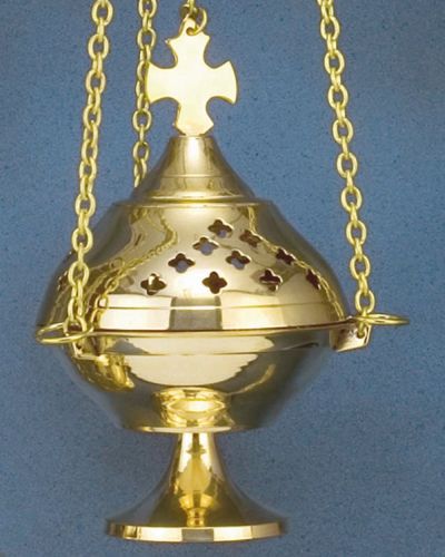 Räuchergefäß orientalisch Messing poliert 15 cm