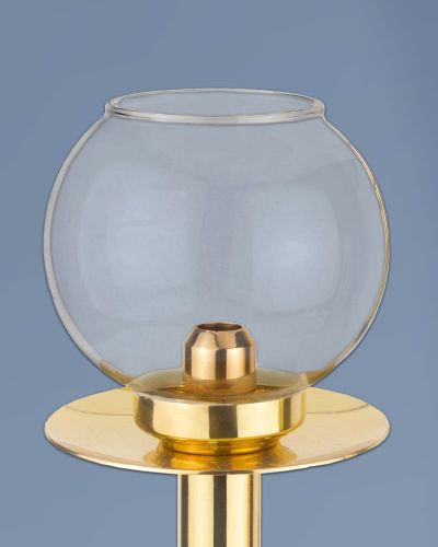 Flambeaux mit Glas, 50 cm hoch Messing poliert