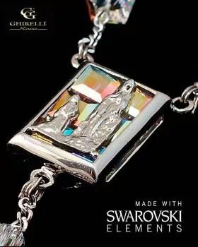 Rosenkranz 925 Silber Ghirelli Swarovski eckig 6 mm