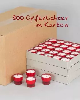 Opferlichter 47 mm Ø, rot 300 Opferkerzen 5 Stunden