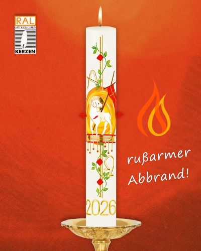 Preview: Osterkerze 900 x 90 mm Lamm mit Jahreszahl