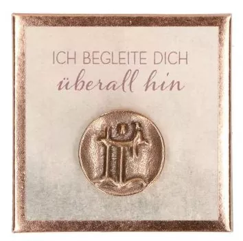 Christophorus-Plakette 2 cm "Ich begleite dich" aus Bronze