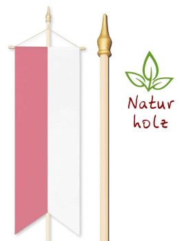 Fahnenstange 150 cm lang Holz natur, goldene Spitze