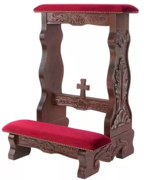 Betstuhl 70 cm breit, braun barock geschnitzt, Samt