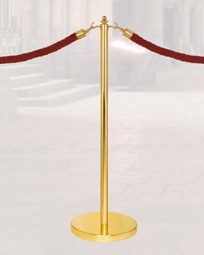 Seilständer Messing 89 cm hoch beidseitig mit Haken, flacher Fuß