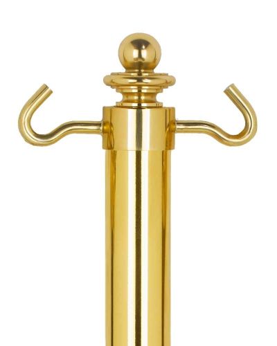 Preview: Seilständer Messing 89 cm hoch beidseitig mit Haken, flacher Fuß