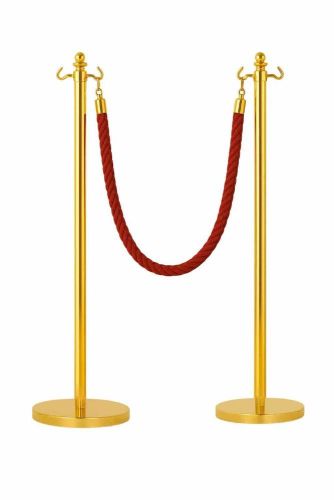 Preview: Seilständer Messing 89 cm hoch beidseitig mit Haken, flacher Fuß