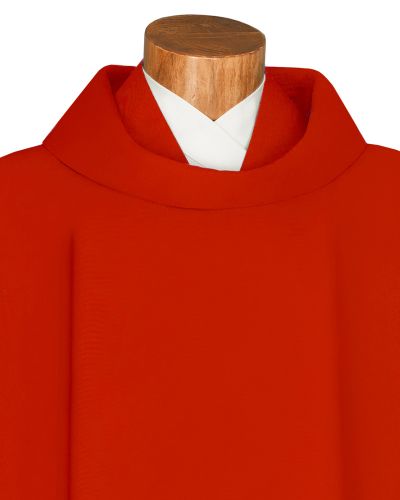 Preview: Kasel rot 130 x 150 cm Trevira Wolle mit Schalkragen