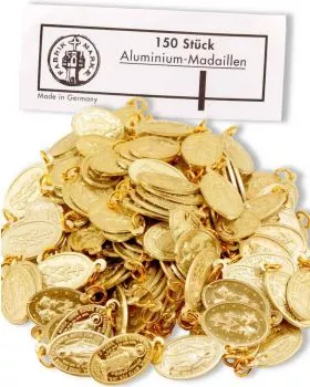 150 Wundertätige Medaillen Alu gold eloxiert 16 mm