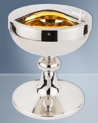 Ziborium Messing vernickelt, innen vergoldet 18 cm