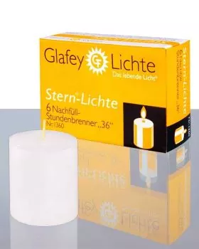 6 Glafey Sternlichte XXL Teelichter 36 Stunden