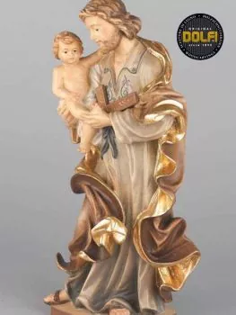 Hl. Josef mit Kind, Figur 10 cm holzgeschnitzt handkoloriert