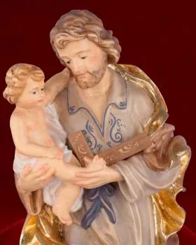Heiliger Josef mit Kind Figur 40 cm holzgeschnitzt