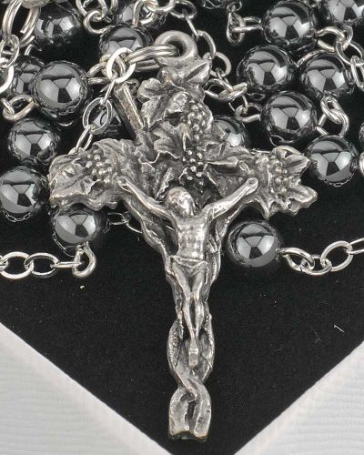 Preview: Ghirelli Rosenkranz Ampelos Hämatit Perlen 58 cm lang