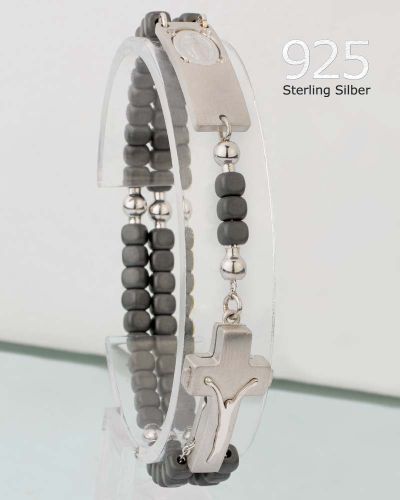 Rosalet viereckige Hämatitperlen matt, Sterling silber