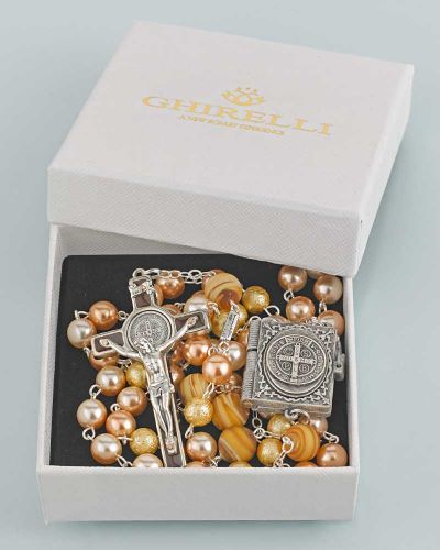 Rosenkranz St. Benedigt Bohemia Perlen 8 mm  Ø mit Buch