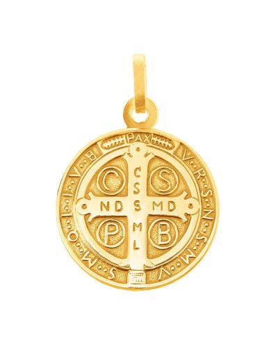 Preview: Benediktusmedaille 14 mm Ø 8 ct Gold 333