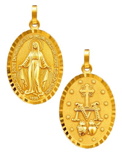 Wundertätige Medaille facettiert 12 x 14 mm 8 ct Gold