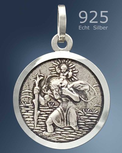 Preview: Medaille hl. Christopherus 16 mm Ø 925 Sterling Silber