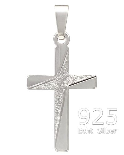 Kreuz Anhänger strukturiert 12 mm x 18 mm 925 Silber