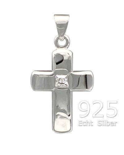 Kreuz Anhänger m. Stein 11 x 16 mm 925 Silber