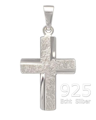 Kreuz Anhänger matt strukturiert 15 x 20 mm 925 Silber
