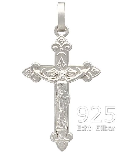 Preview: Kreuz Anhänger Kruzifix 18 x 30 mm 925 Silber