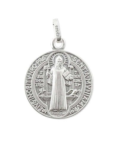 Preview: Benedikt Medaille 8 mm Ø Anhänger 925 Silber oxydiert