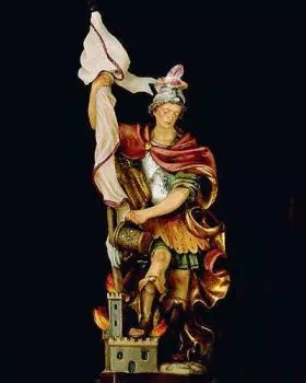 Heiligenfigur "Hl. Florian" mit Burg,25 cm